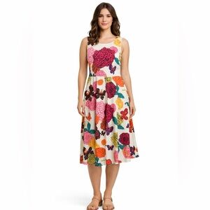 Aryeh Fit & Flare Dress |  Floral & Butterfly Print | Whimsical Feminine Style